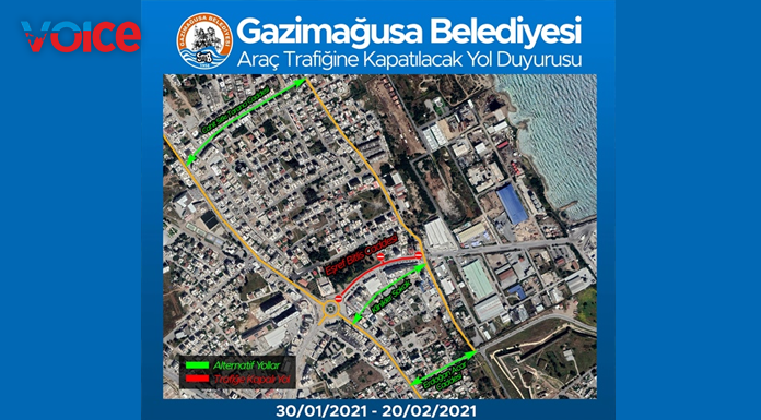 Mağusa'da 20 Şubat'a kadar kapalı yol!