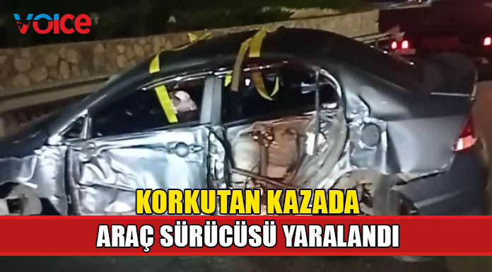 Yoldan çıkıp çelik bariyerlere çarptı!