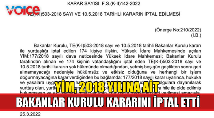Bakanlar Kurulu kararı iptal edildi