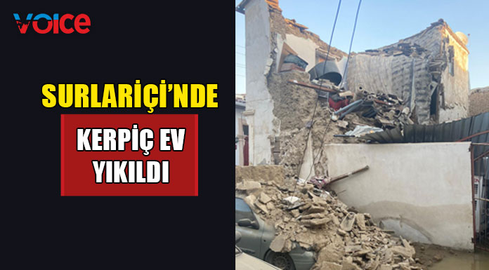 Surlariçi'nde ev yıkıldı, yol trafiğe kapatıldı