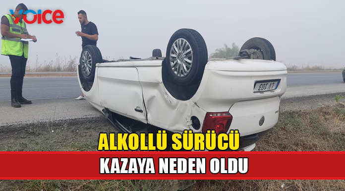 Karşı şeritteki araca çarpıp takla attı!